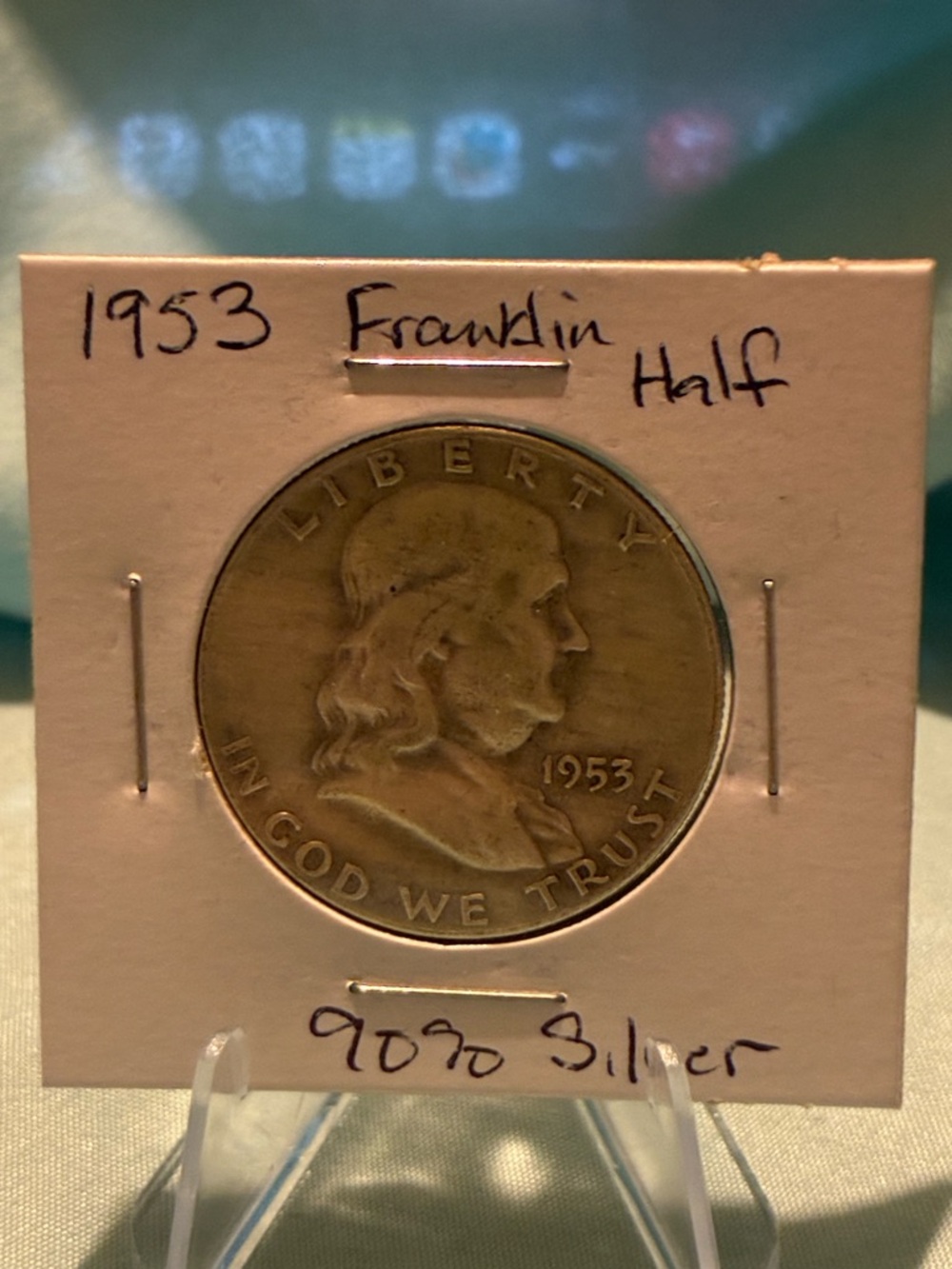 Franklin Half Dollar 1953 Framed Display - Silver Tone